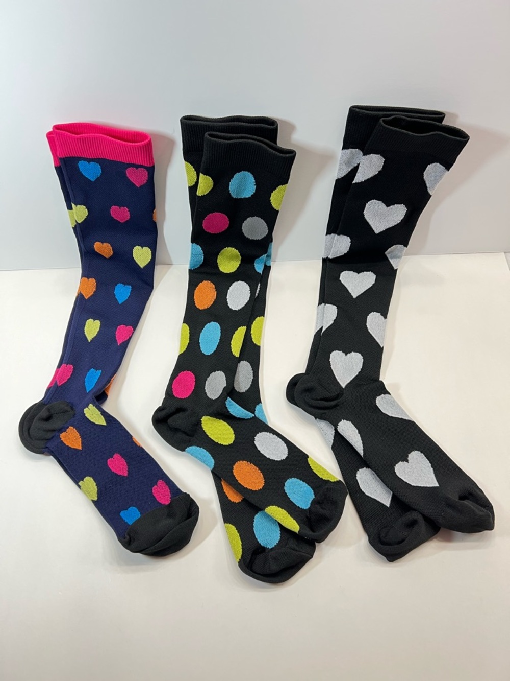 Colorful Heart & Dot Compression Socks